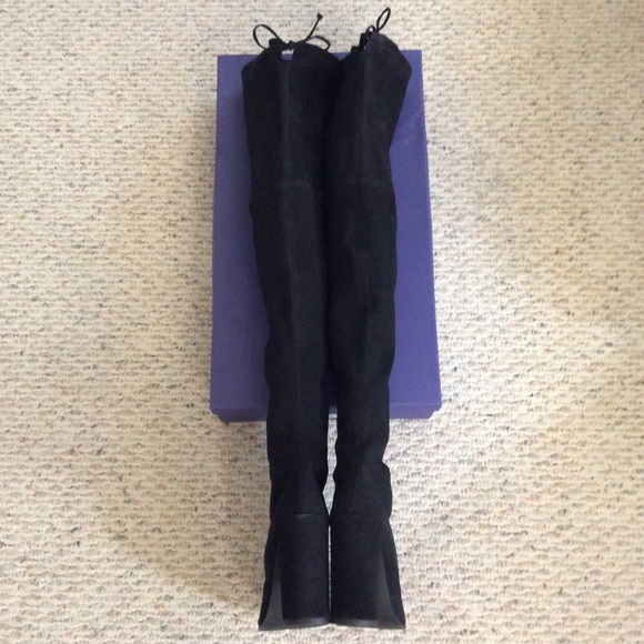 🆕 STUART WEITZMAN black suede hiline OTK boots - Picture 4 of 8